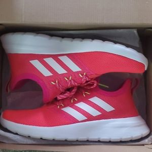 Adidas pink and white Lite Racer shoes